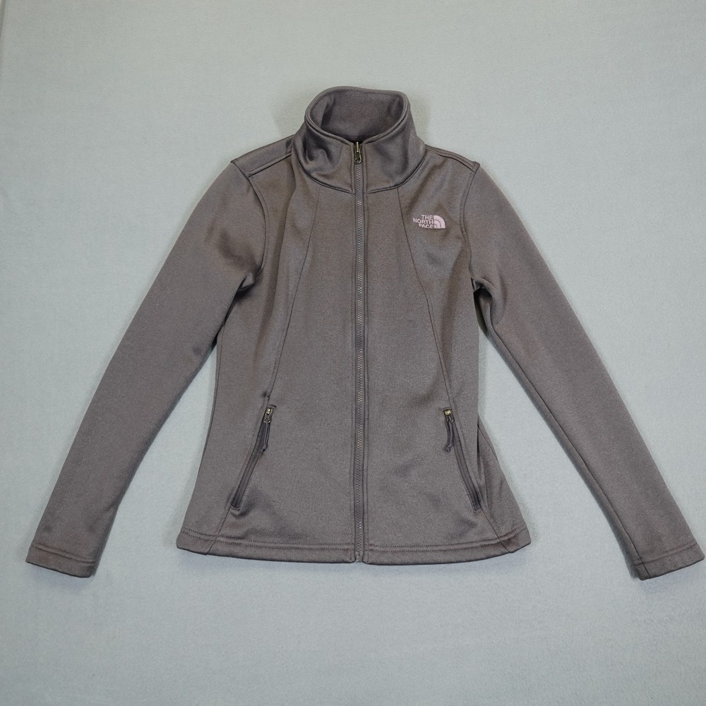 The North Face Fleece Jacket Womens Small Gray Agave Full Zip Softshell Outdoor